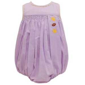 Krewe Kids LSU Lavender Gingham Smock Bubble for Boy or Girl 3M NWOT